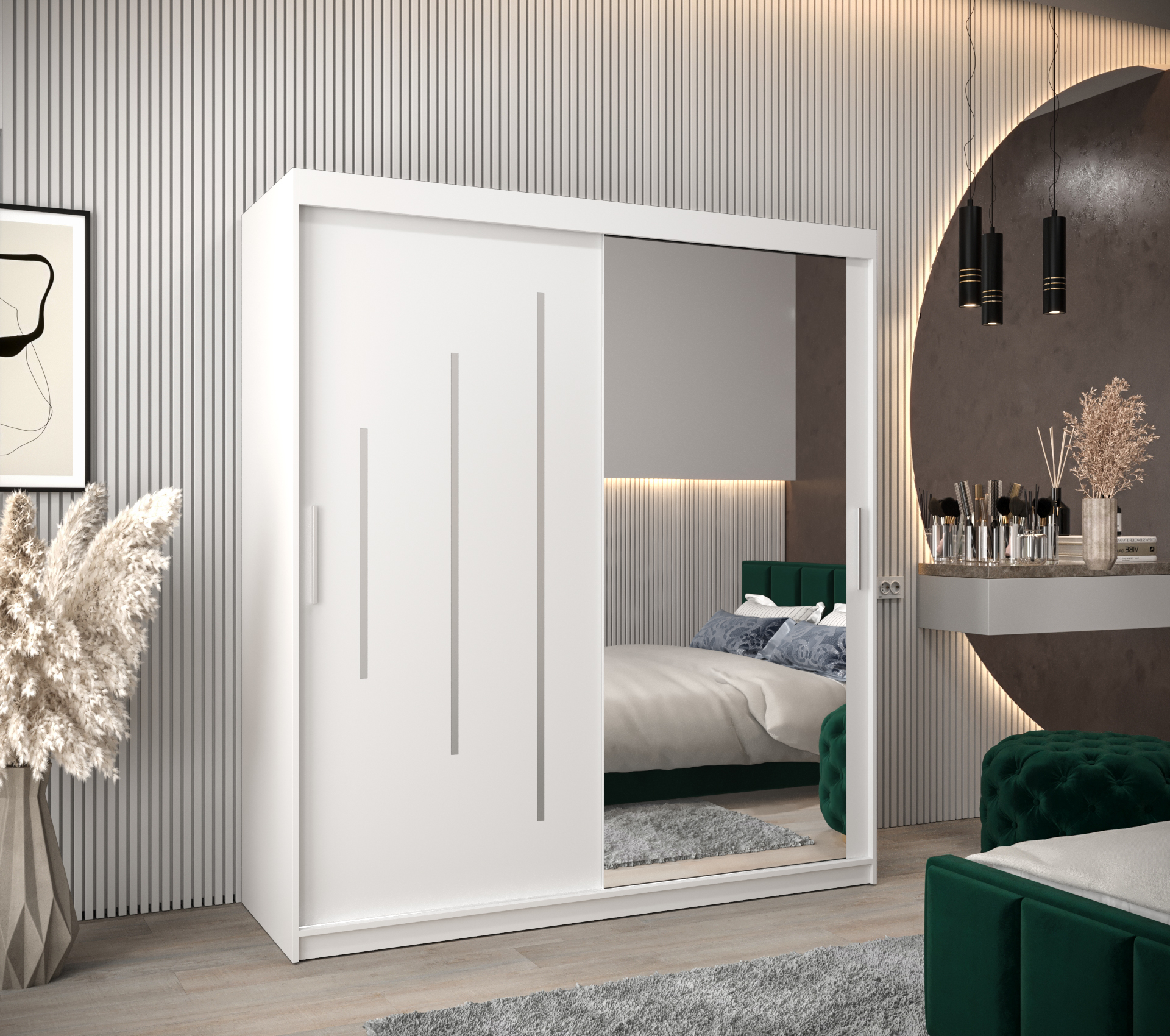 Szafa przesuwna garderoba York 2 180 x 62 x 200 cm Biały - Abiks Meble