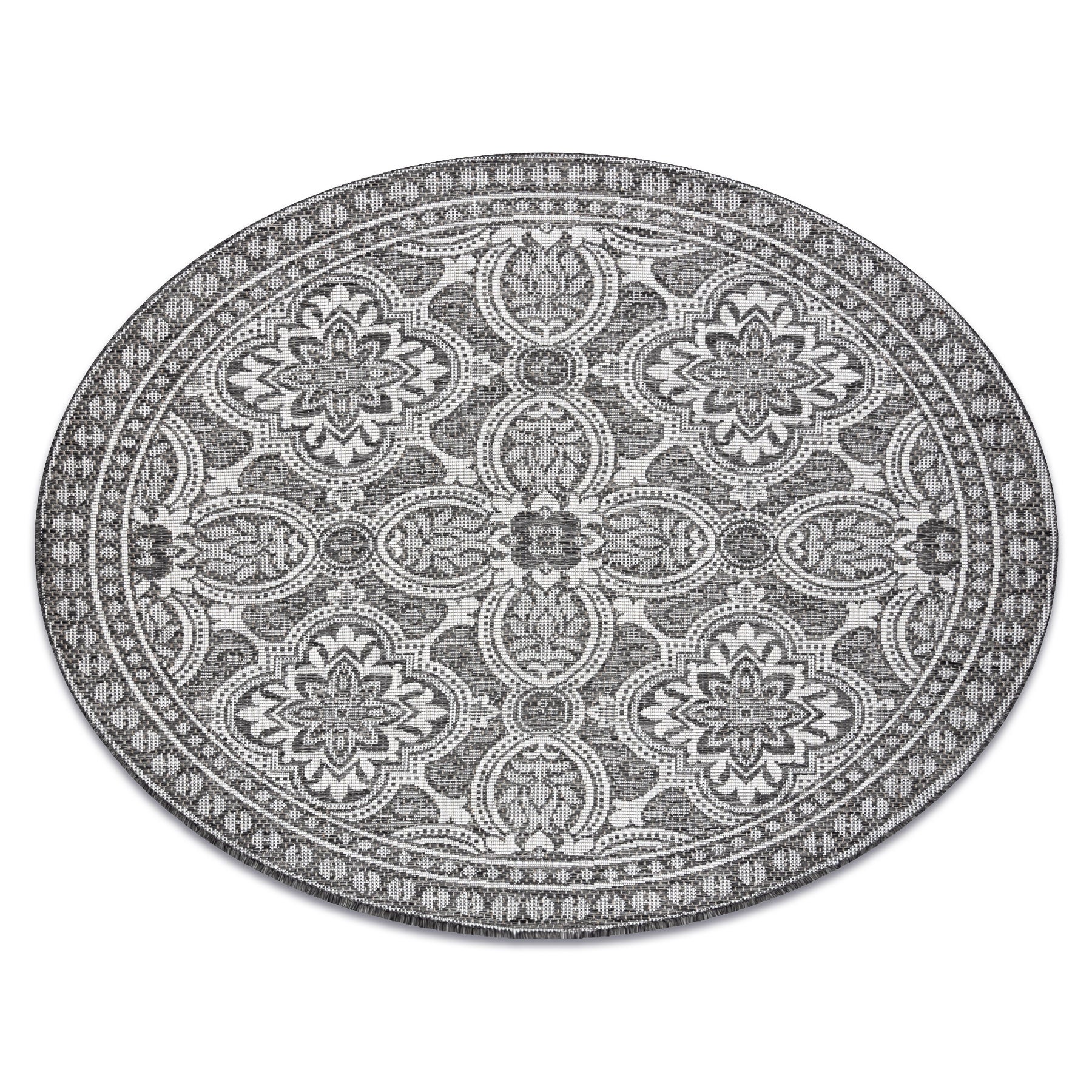 Dywan SZNURKOWY SIZAL LOFT 21193 koło BOHO kość słoniowa/srebrny/szary koło 120 cm