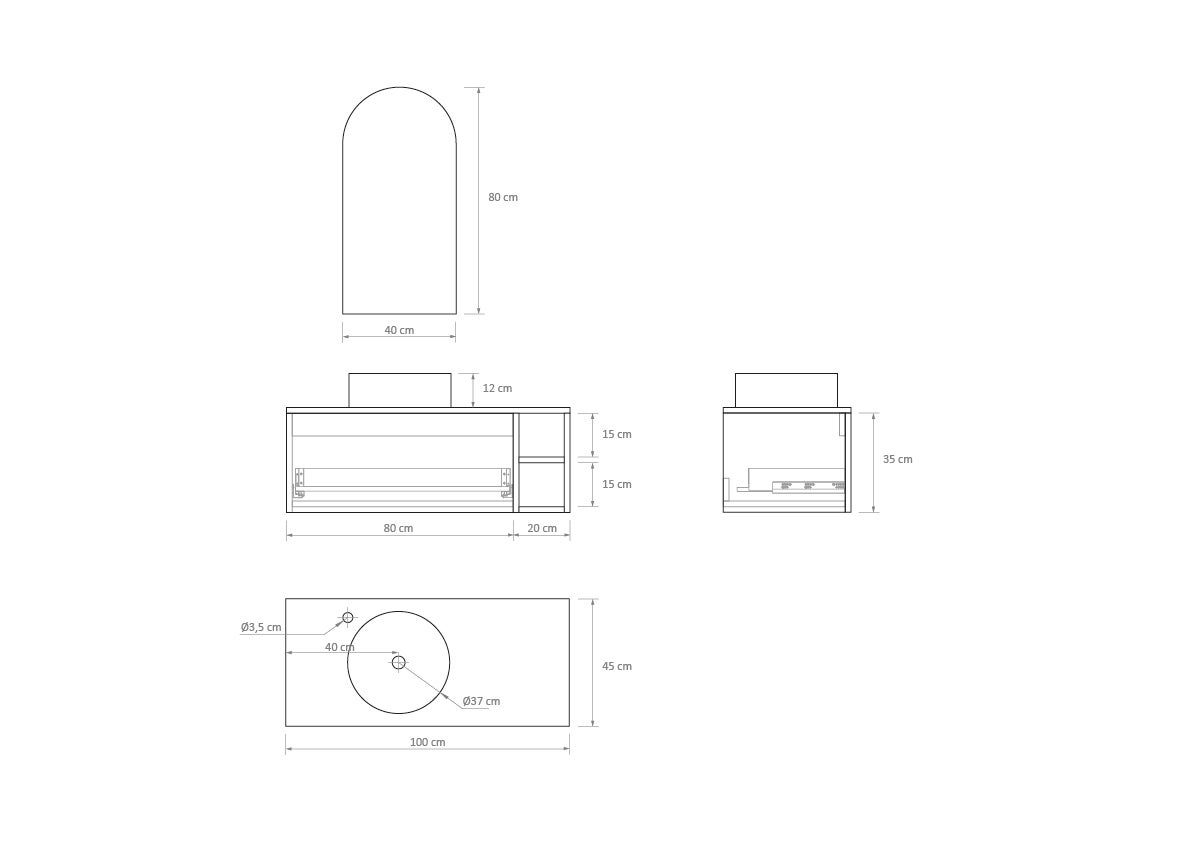 Pack Meuble de Salle de Bain Avantarea avec Vasque Simple et Miroir CHALAIN Biscuit 100CM - 6