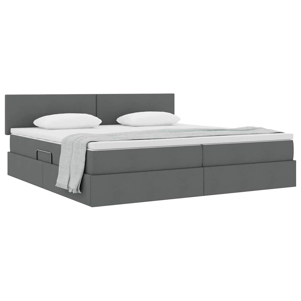 Lit avec rangement et matelas gris foncé 200 x 200 cm velours - 3