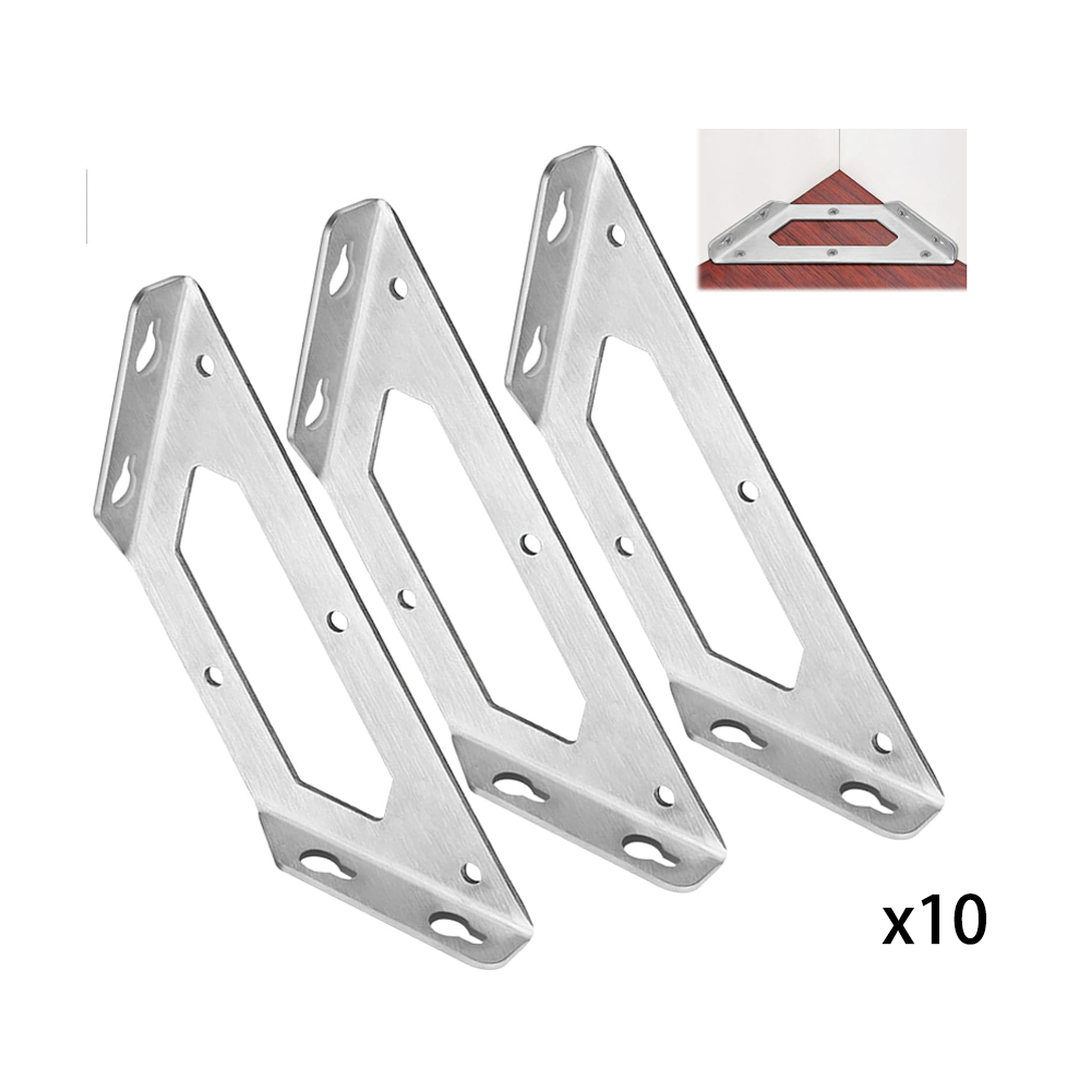 20 Piezas De Soporte De Esquina Multifuncional De Acero Inoxidable – Escuadras Para Estantes, Conectores Angulares De 90º, Soportes Para Gabinetes, Mesas O Sillas (Incluye Tornillos)
