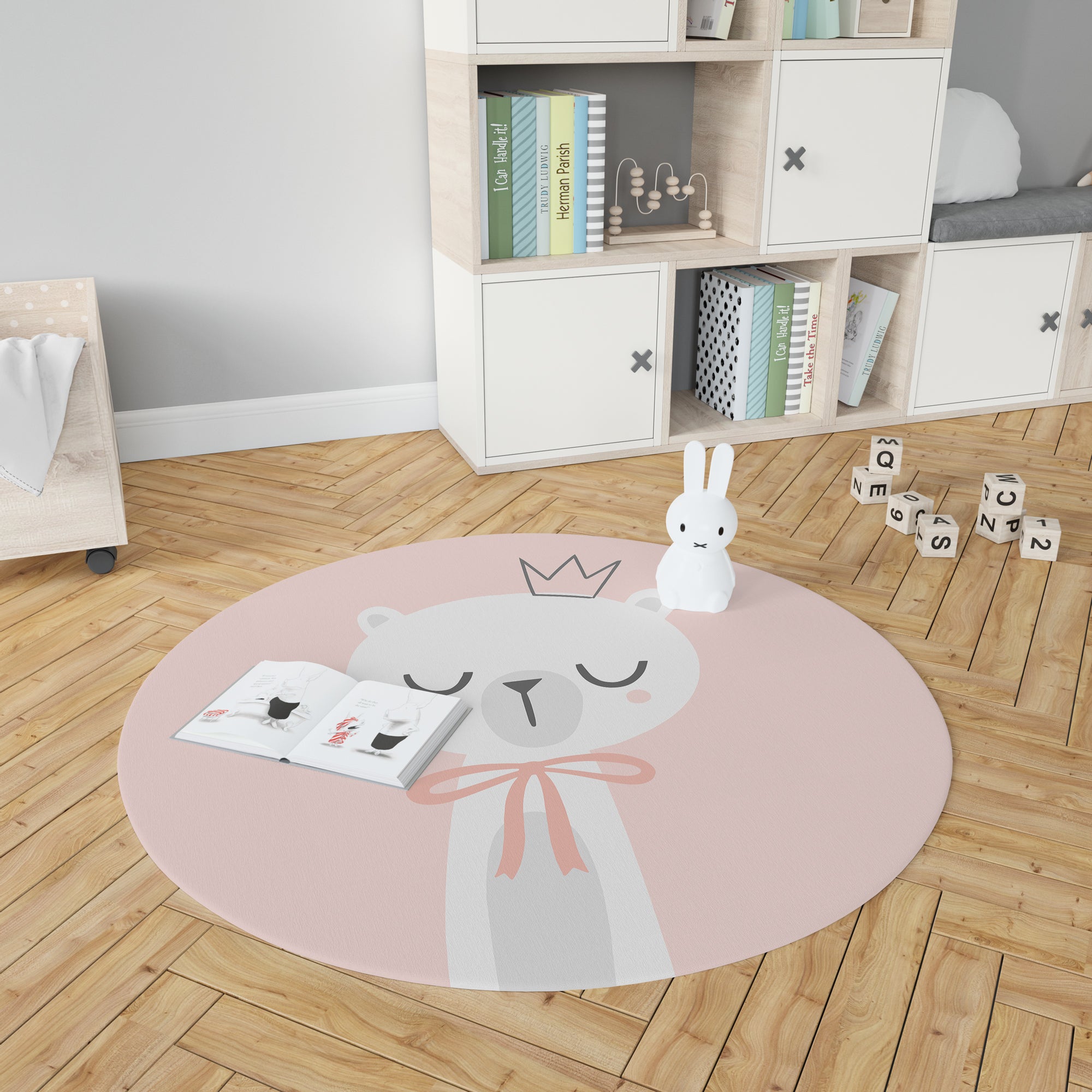 Alfombra de vinilo infantil King bear [Diam] 100 cm PVC