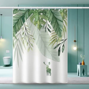 Tenda da doccia in stile cinese con paesaggio foresta di bambù, tenda divisoria decorativa per bagno, 180 x 180 cm, 12 ganci | Leroy Merlin