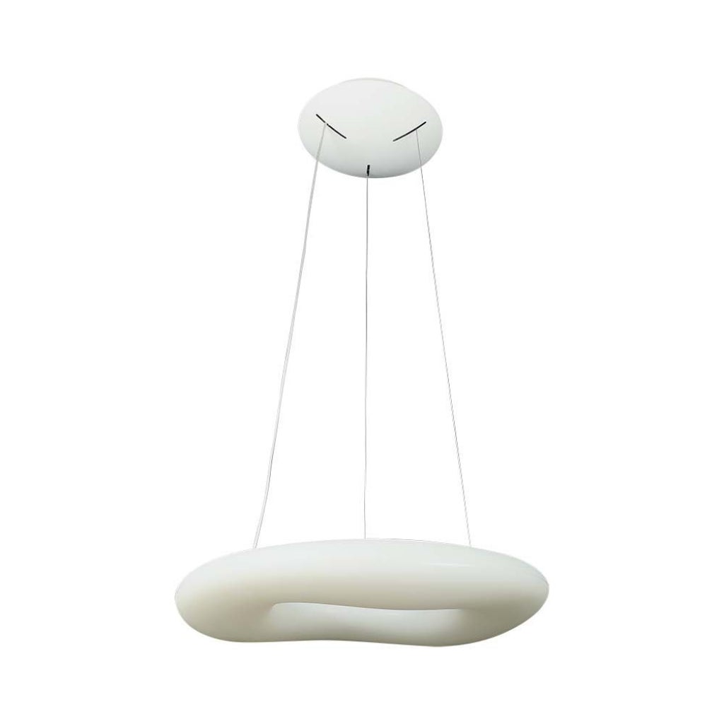 Okrągła lampa wisząca LED 38 W z pilotem, 3 w 1, zmieniająca kolor, biała, średnica: 60 cm, wysokość: 200 cm, możliwość ściemniania