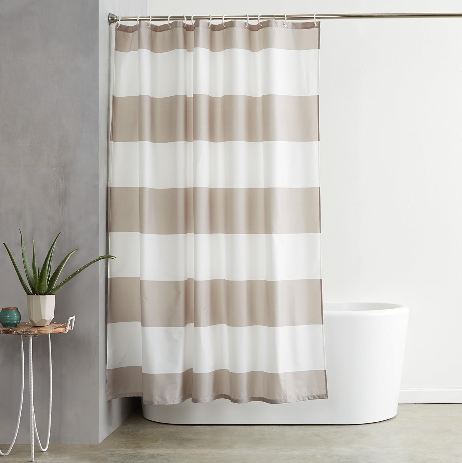 Tenda Doccia Geometrica Sfumata Marrone - 180x180cm In Poliestere Impermeabile Con 12 Ganci