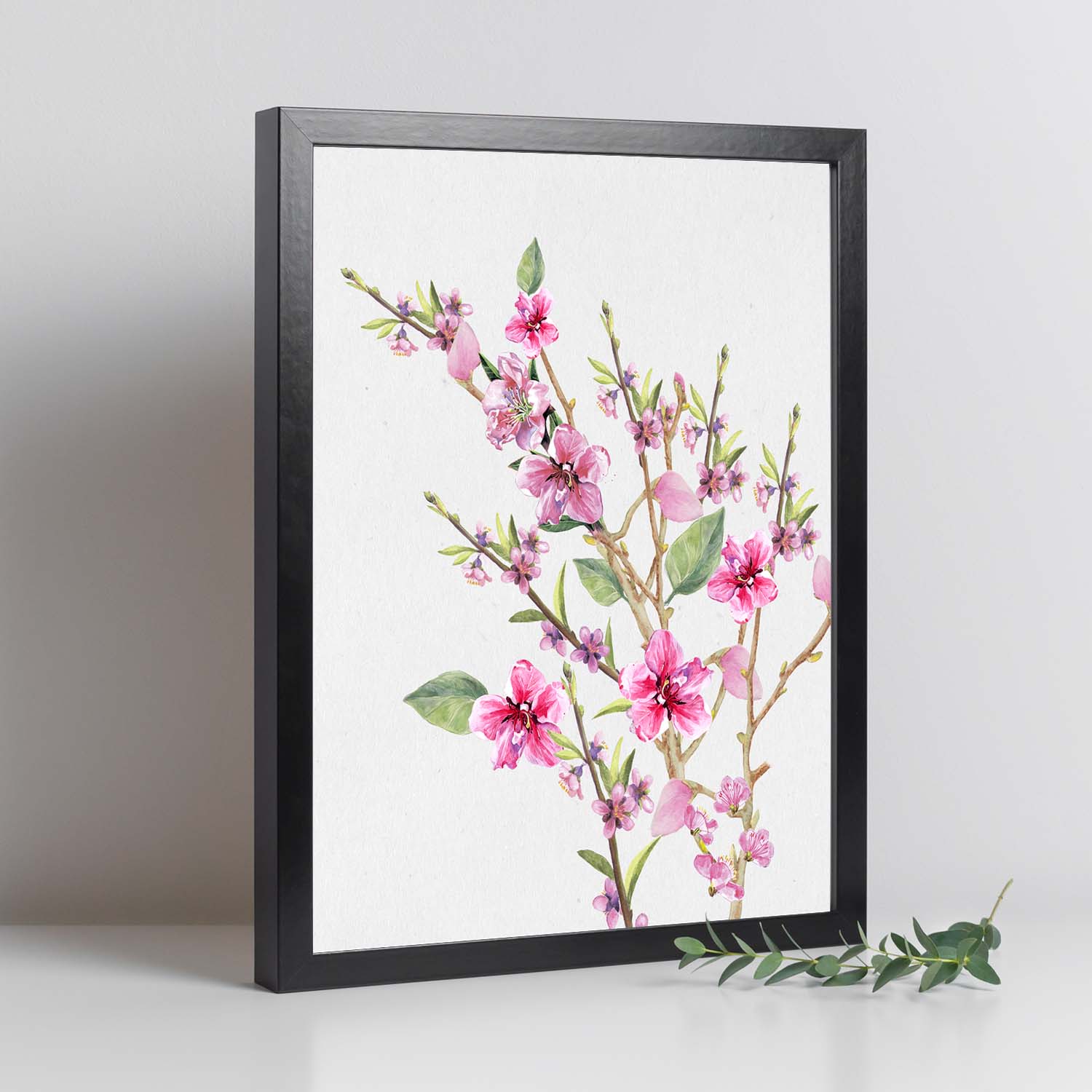 Poster de ramas con estilo de oleo. lamina ramas, con dibujos pintados de ramas, hojas, y flores. sin marco - a4