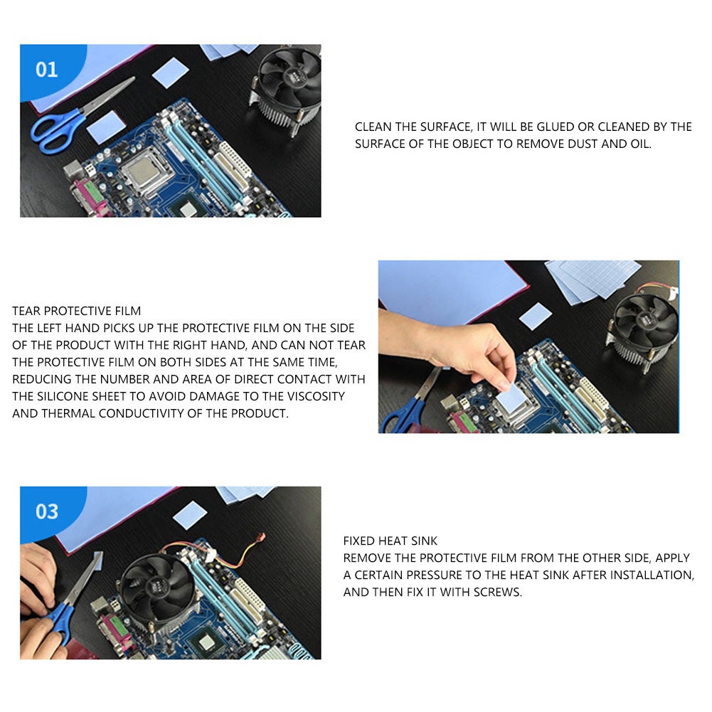 5 pezzi di cuscinetto di conduttività termica in silicone per dissipatore di calore CPU GPU 100x100x0,5 mm 1,5 W m-k - 5