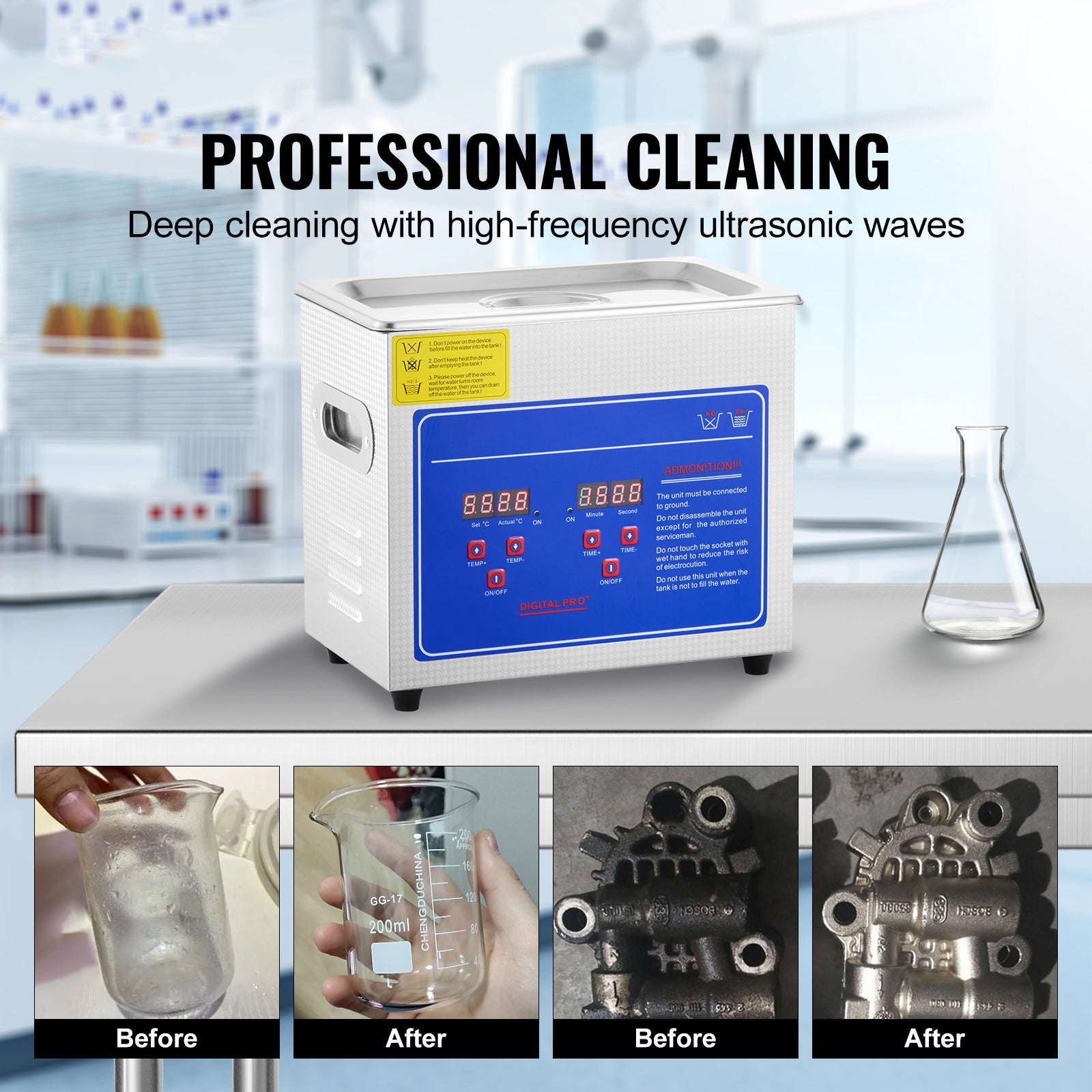 Nettoyeur Ultrasons SucceBuy 2,85L Professionnel,Minuterie Numérique & Chauffage,Acier Inoxydable,40kHz pour Bijoux,Lunettes,Montres,Argent - 4