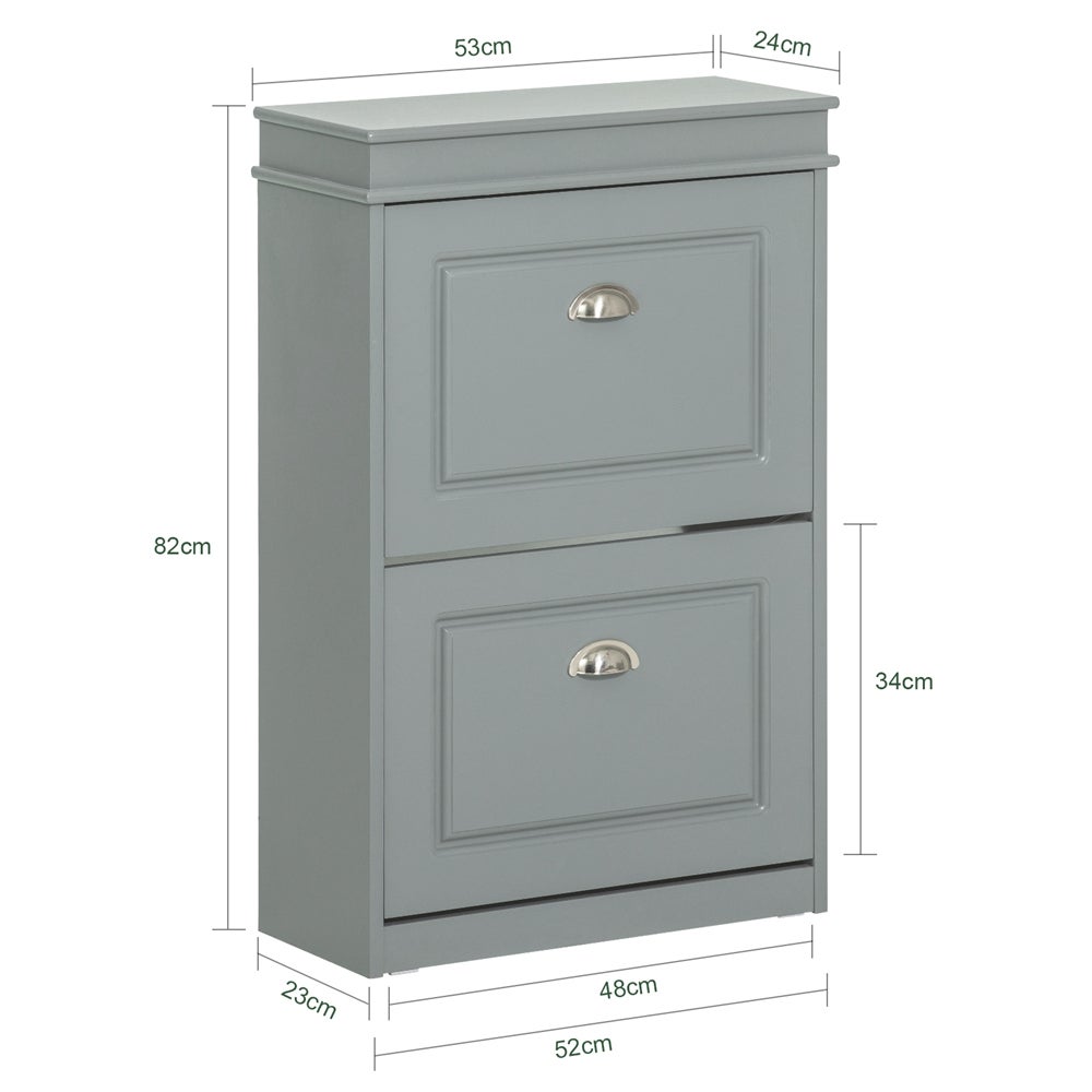 SoBuy FSR78-HG Meuble de Rangement à Chaussures Armoire à Chaussures 2 abattants Meuble d'entrée Coffre Rangement Gris - 3
