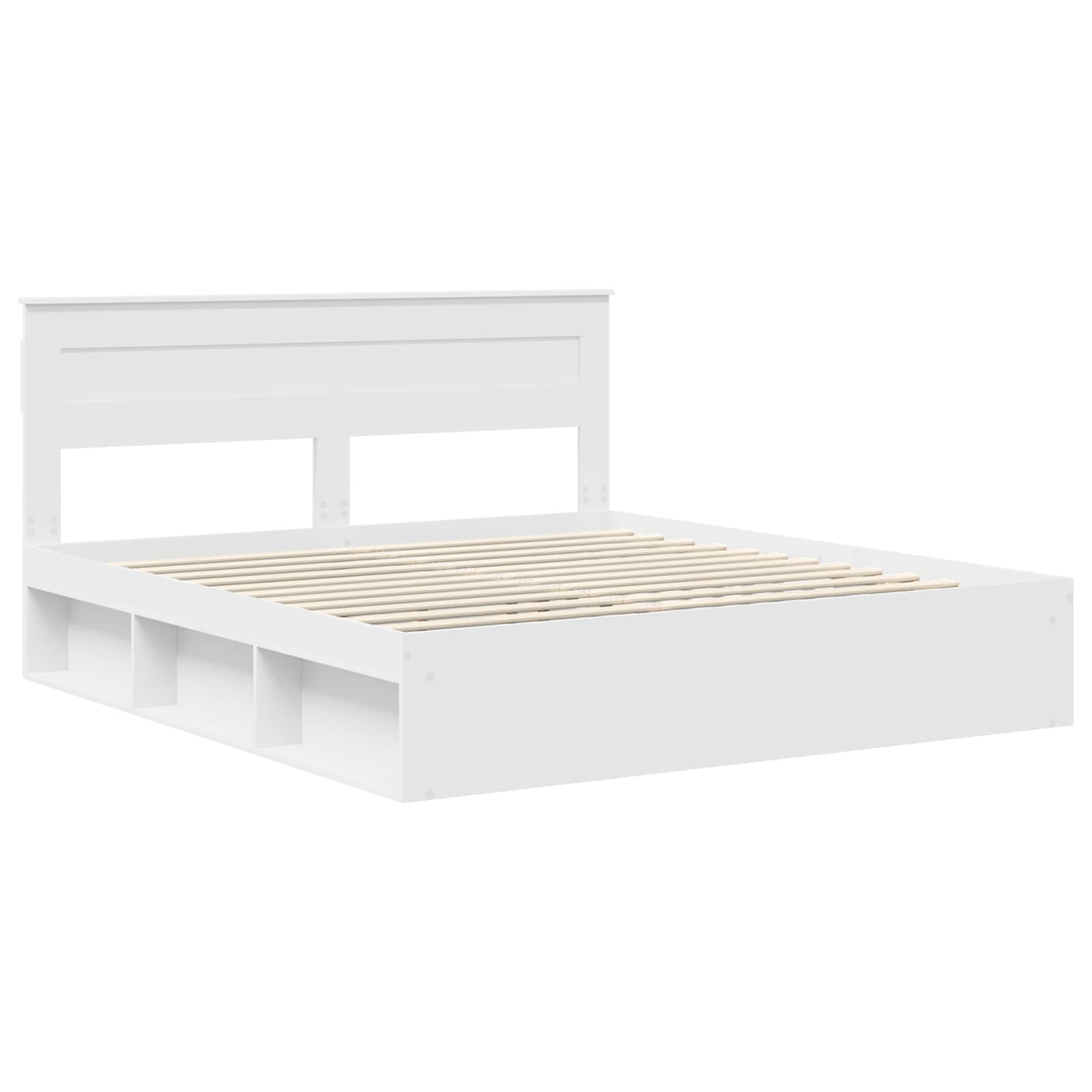 Cadre de lit blanc en bois de pin massif pour la chambre, 180 × 200 cm - 4