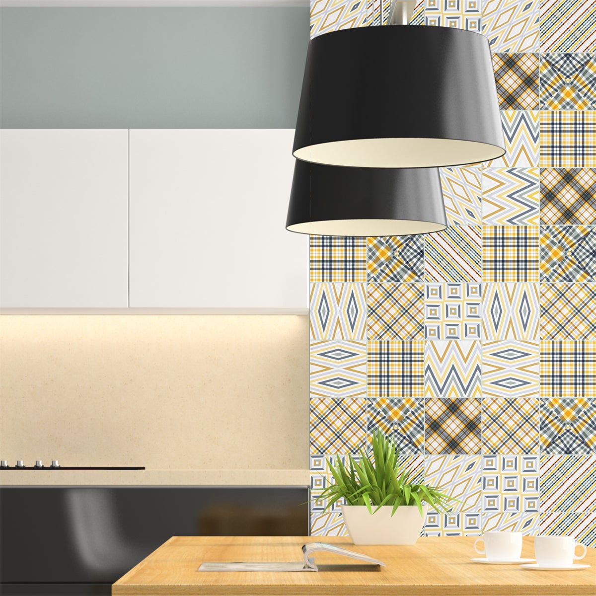 9 vinilo baldosas escandinavo gamuza - adhesivo de pared - revestimiento sticker mural decorativo - 9stickers20x20cm