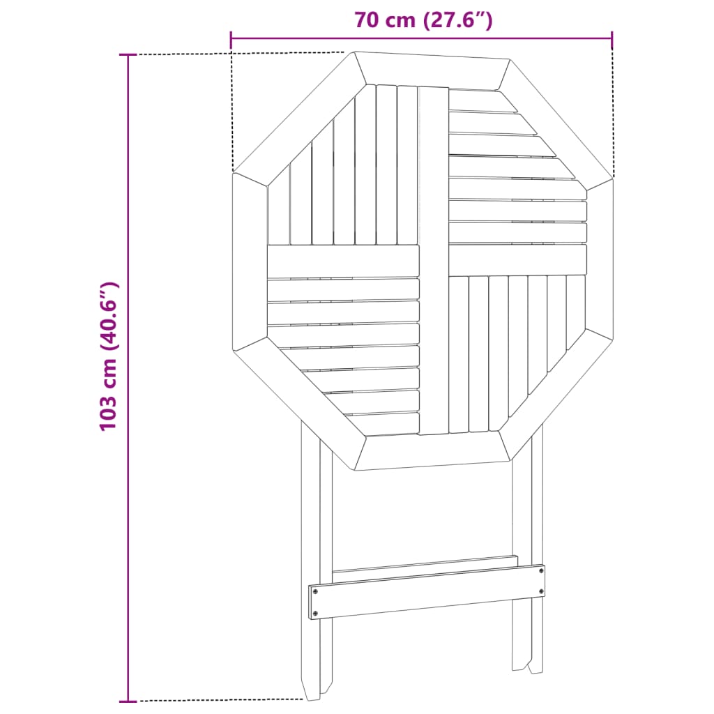 Table d'appoint d'extérieur rectangulaire en Bois Marron 2 places - 9