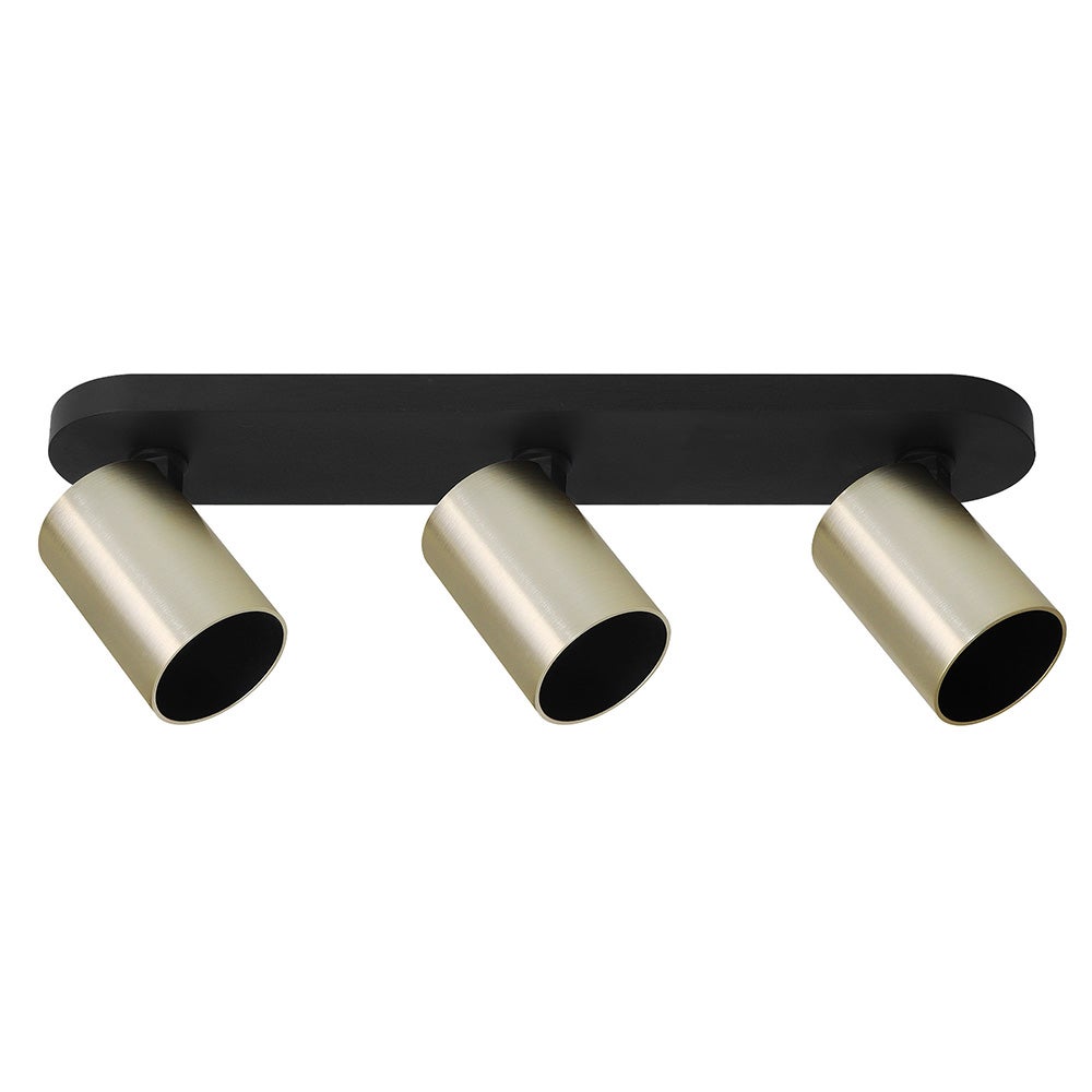 Listwa reflektorowa oświetleniowa natynkowa listwa typu spot MALGA 3 ELEGANT 3xGU10 czarna-eflektory złote IP20 EDO