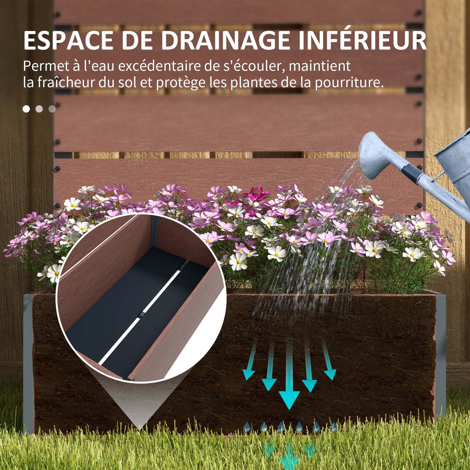 Jardinière avec treillis plaque composite bois-plastique Outsunny - 7