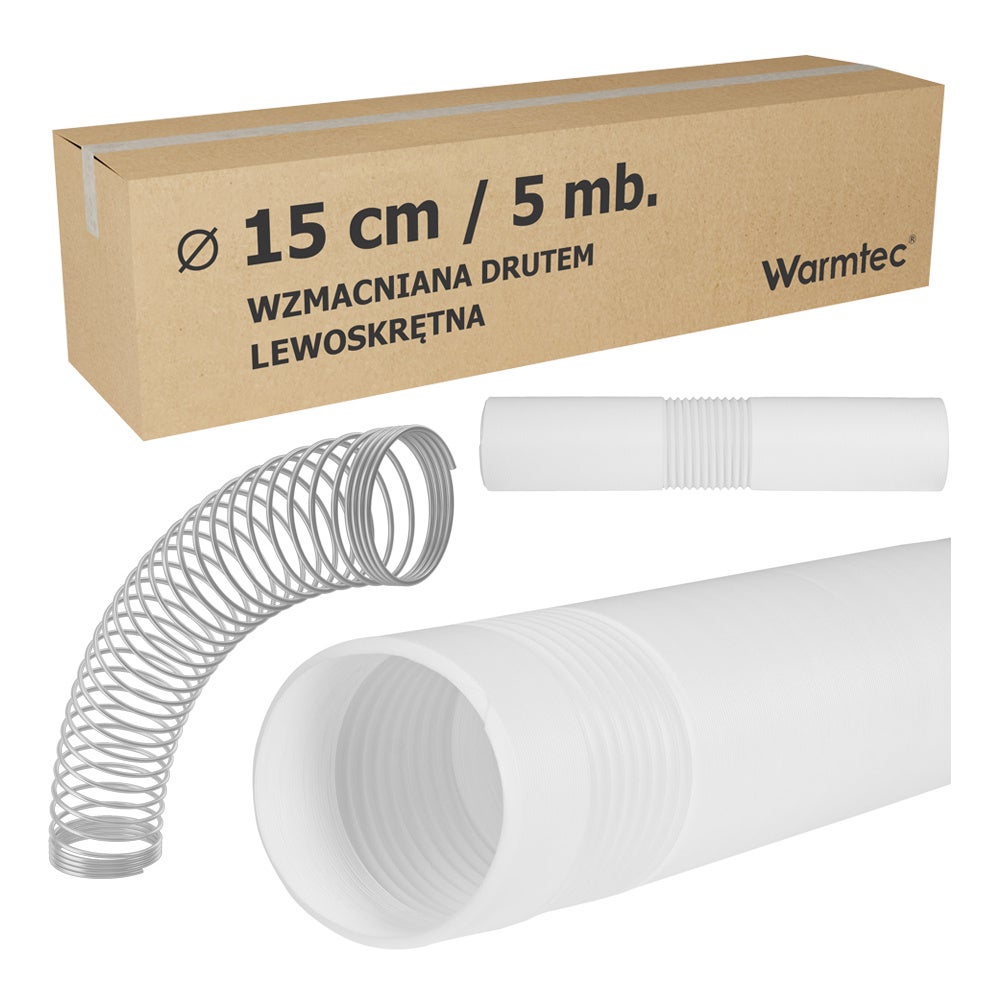 Rura do klimatyzatora przenośnego lewoskrętna wzmocniona 15cm/5m