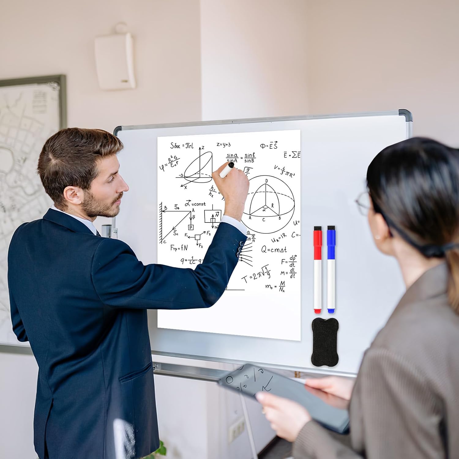 Tableau magnétique effaçable à sec pour réfrigérateur, avec 5 marqueurs et gomme, planificateur hebdomadaire. - 3