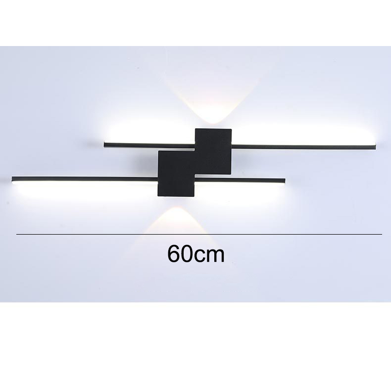 Kinkiet LED 60 cm, kreatywna lampka nocna, oświetlenie dekoracyjne, 3 regulowane temperatury barwowe, kinkiet LED 26 W, czarny - 5