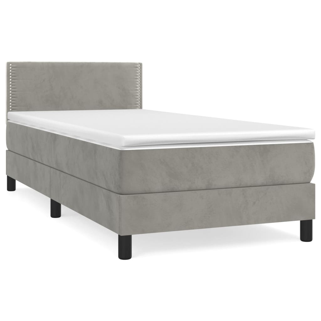 Maison Exclusive - Sommier à lattes de lit et matelas Gris clair 90x190 cm Velours - 2