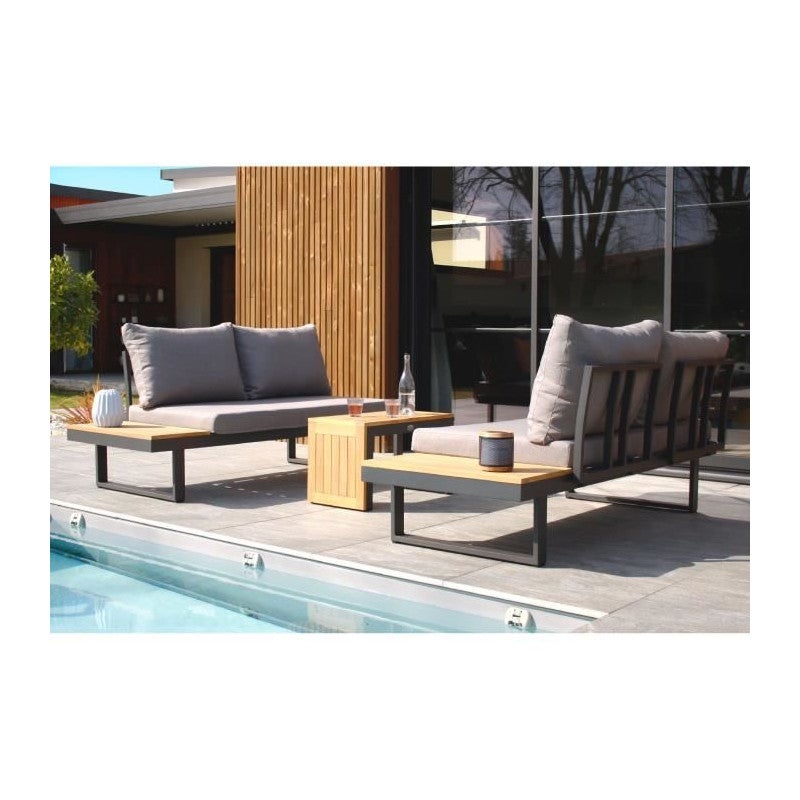 Salotto da giardino 4 posti in legno di acacia e alluminio antracite TOKYO - DCB GARDEN - 3