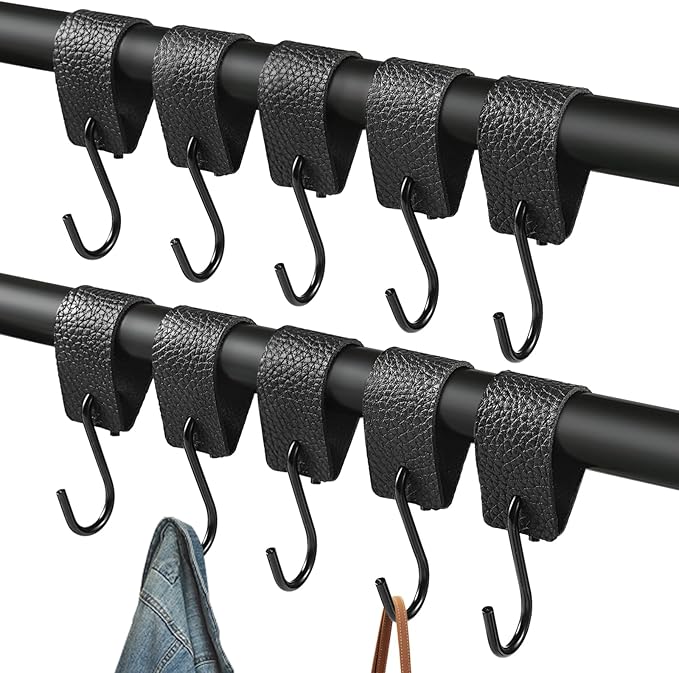 10 szt. Haczyk S ze skóry, Haczyki z paskiem skórzanym, Haczyk S do zawieszania lamp kempingowych, Ubrań, Ręczników, Haczyk Kuchenny