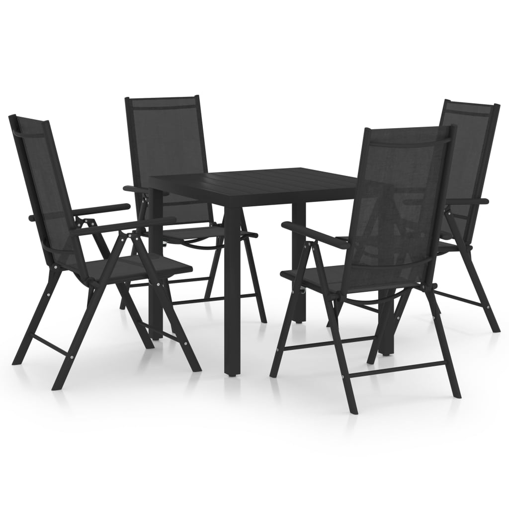 5-cz. zestaw mebli jadalnianych do ogrodu, aluminium, czarny vidaXL
