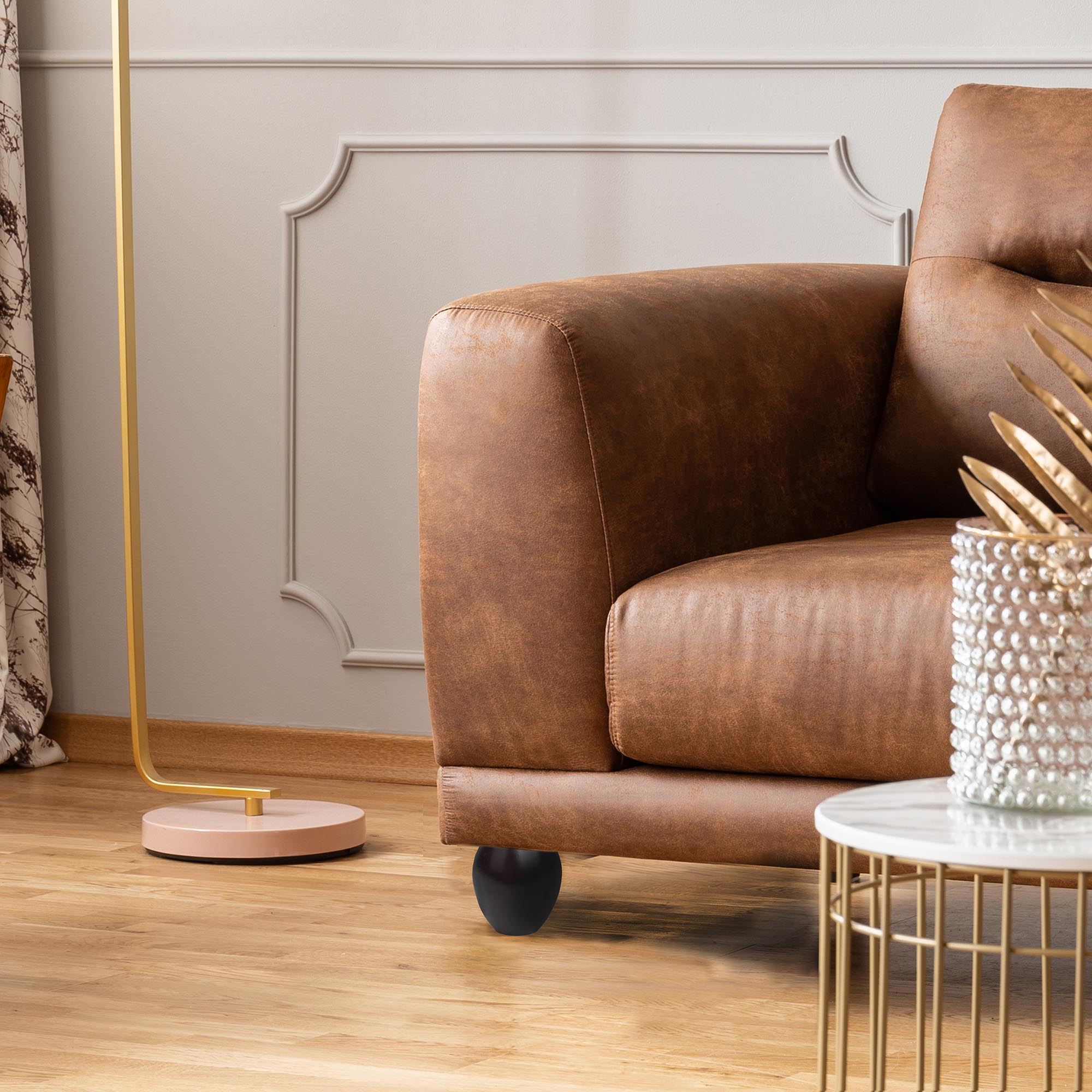 Pied de meuble en bois | Style fonctionnel | En hêtre | Finition wengé | Mesures 64*64*70mm | Hauteur : 7 cm | Installation facile | 1 unité - 6