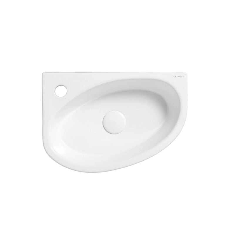 Umywalka ścienna Uptrend AVO L biały połysk, z otworem na baterię, lewa 1 szt.