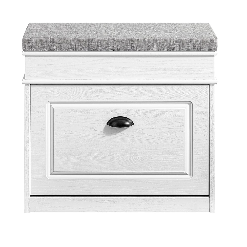 SoBuy Ławka na buty z poduszką i szufladą boczną biały 61x24x51cm FSR82-K-WG