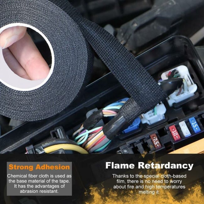 25 Metros Cinta Tela Automotriz Adhesiva Cable Aislante 19mm | Cuotas Sin Interés