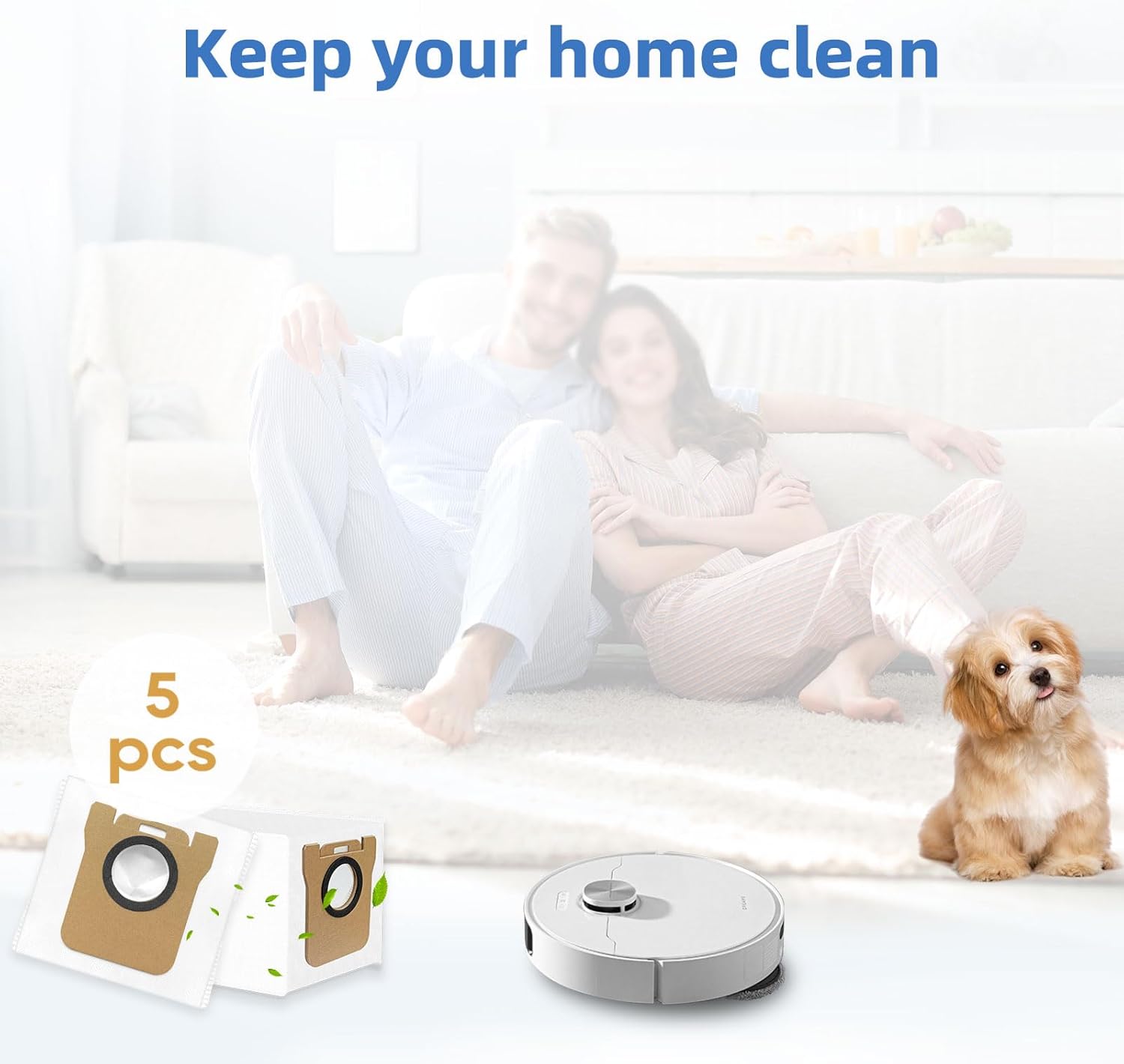 Pacote com 5 sacos para aspirador de pó compatíveis com Xiaomi X20+ / X20 Max / X20 Pro / X10 / X10 Plus, Dreame L10 L10s L20 L30 Ultra, acessórios JO - 6