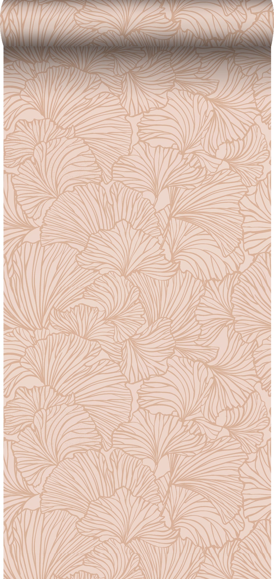Tapeta liście miłorzębu terakoty różowej - 53 cm x 10.05 m - ESTAHOME