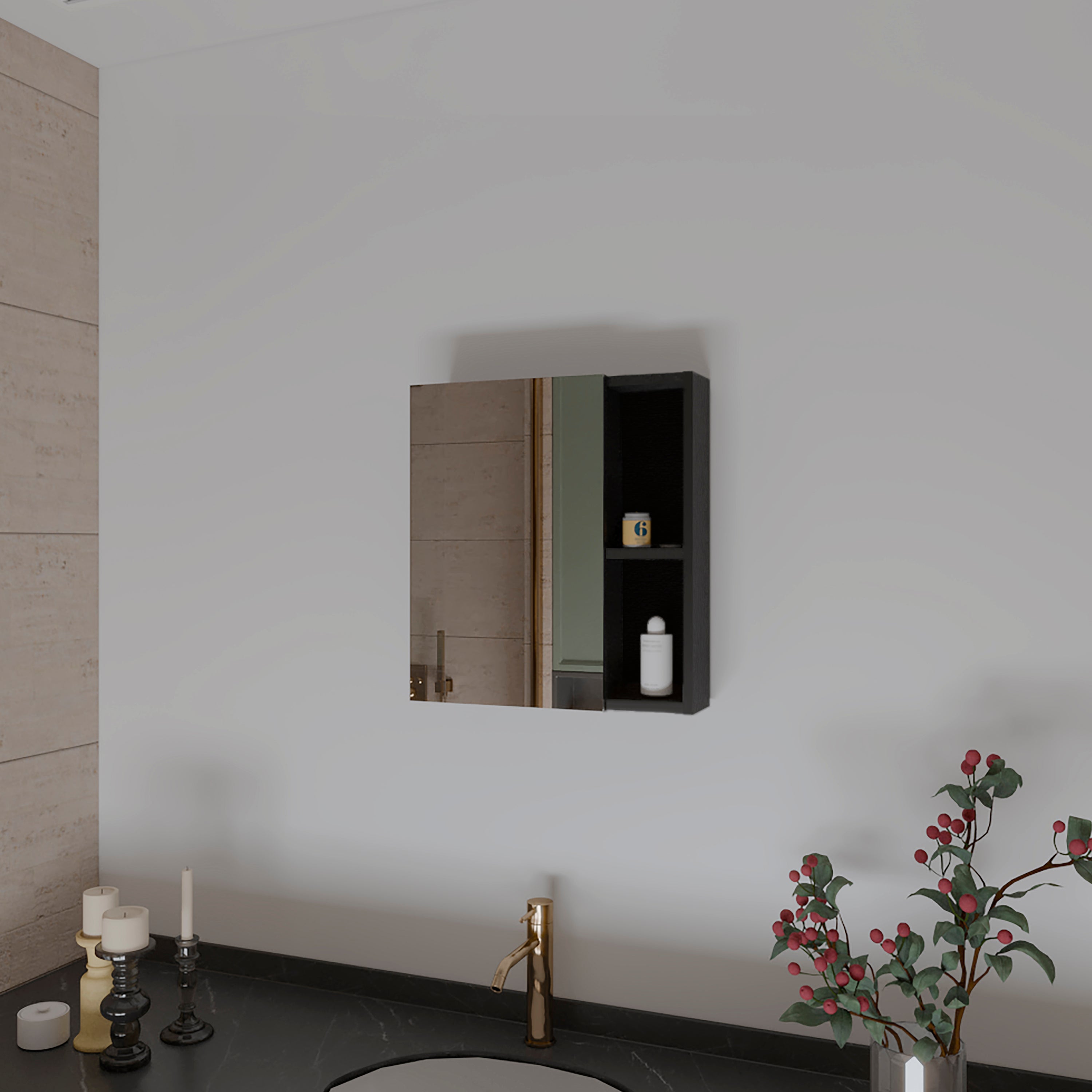 Armadietto Da Incasso Per Medicinali Con Specchio - Da Parete - Dimensioni 20 X 26 Cm - Contenitore Bagno
