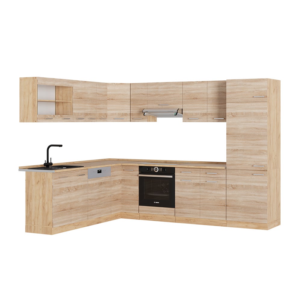Vicco Kogoszczona kuchnia R-Line, Dąb Sonoma/Goldkraft, 287 x 60 cm , BP Dąb