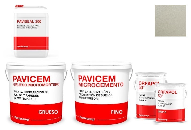 Kit microcemento 8 m2 monocomponente para paredes y suelos de cerámica o mortero - polureteno mate-gris 0