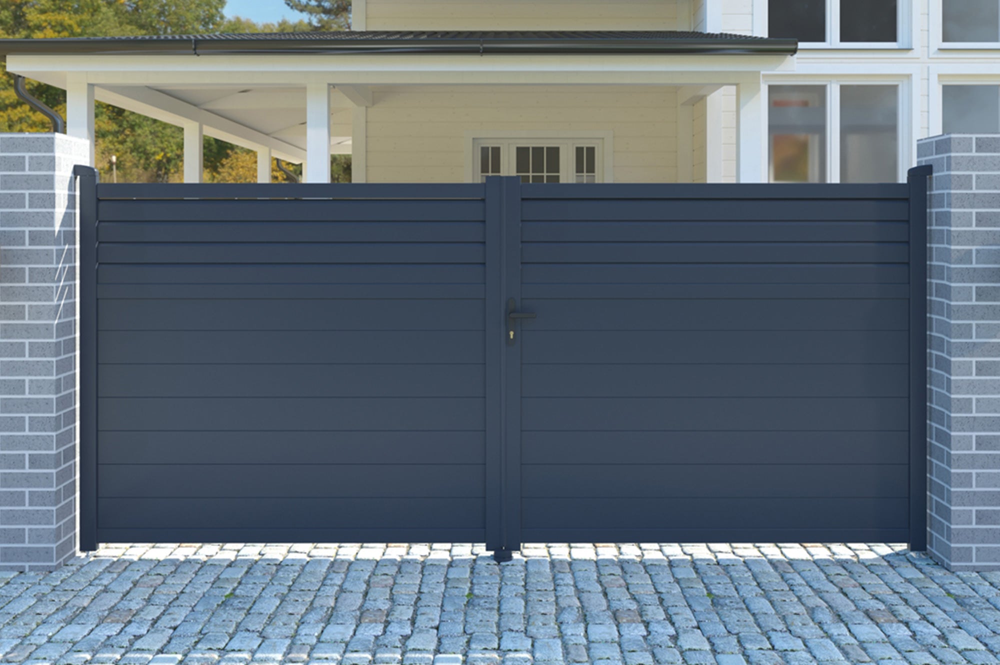 Portail battant 3m CARPATIA H.180cm aluminium gris - 3
