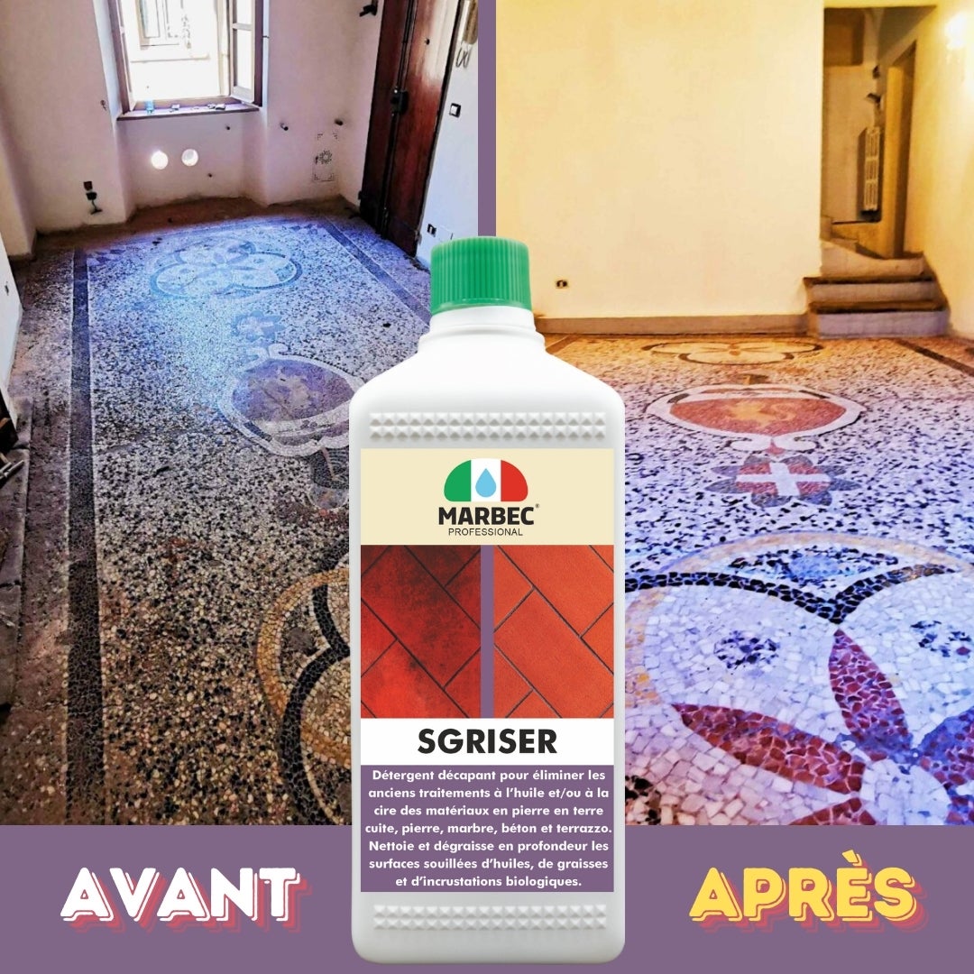Détergent décapant puissant pour nettoyage de terre cuite pierre marbre SGRISER - 1LT - 4