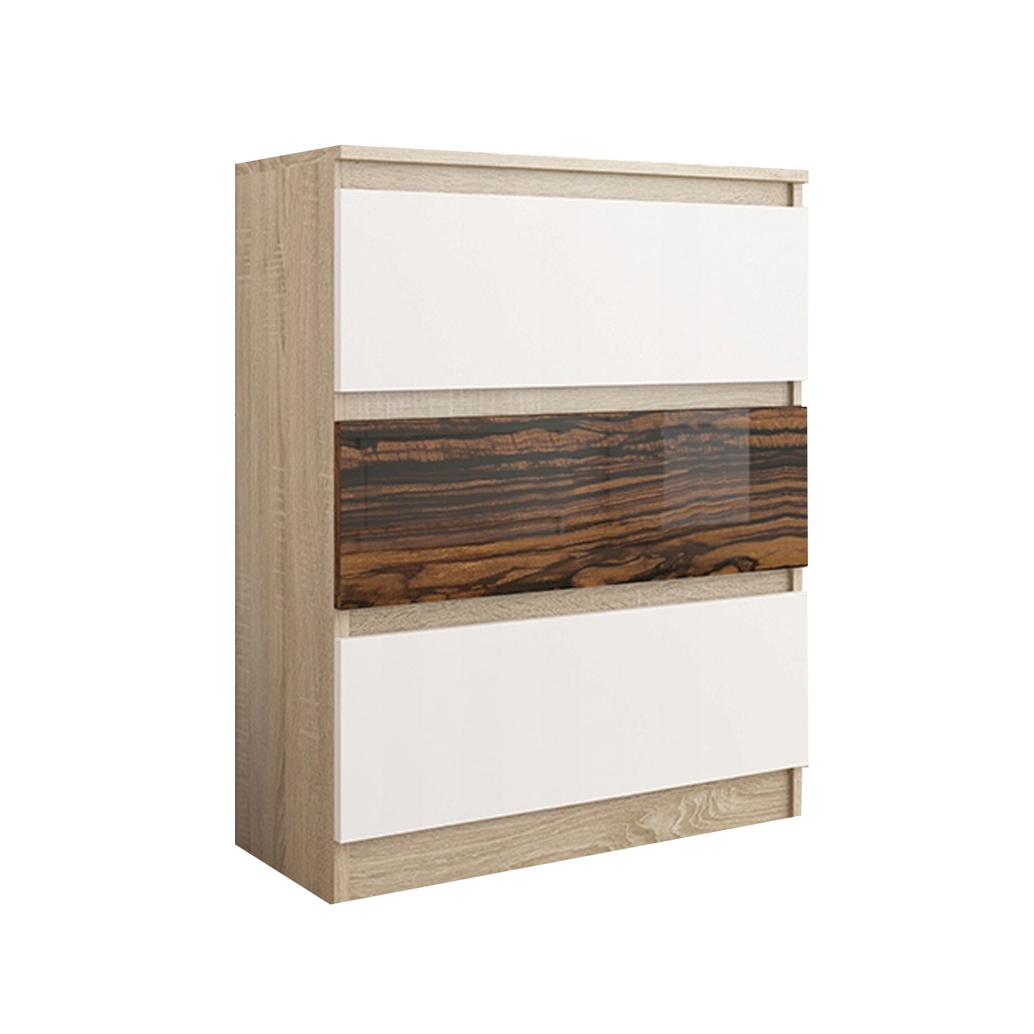 Armoire 3 Tiroirs Avec étagère Ouverte – Meuble Rangement Pour Chambre, Salon, Bureau | 40x50x76 Cm, Noir, En Bois D’ingénierie - 3