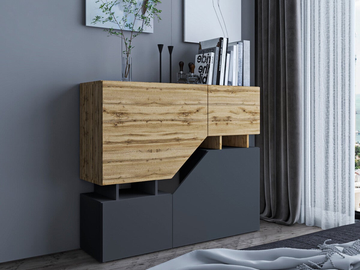 Commode Nesezi avec 4 portes Gris - 7