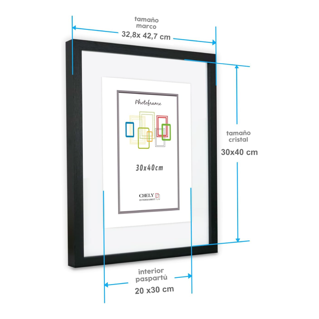Moldura para foto 30x40 cm (Int. 21x30 cm) Preto MOD-351 (3 unid.) moldura ideal para fotos - 2