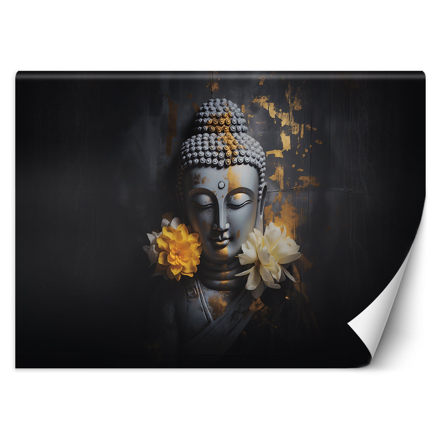 Fototapeta, Szary budda i kwiaty 450x315