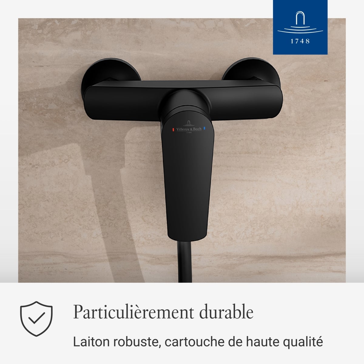 Villeroy & Boch Oasis Set de douche apparent (2 en 1 Bundle), système de douche avec robinetterie de douche, douchette à main, flexible de douche à - 2