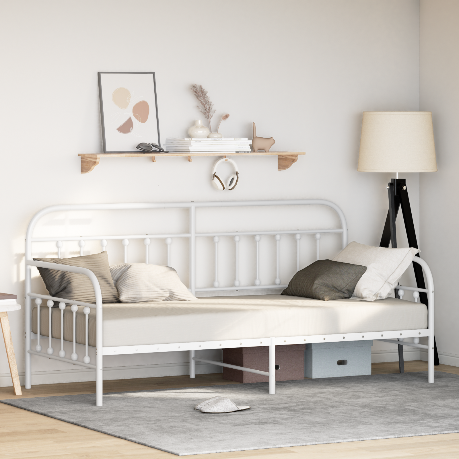 Rama łóżka dziennego Biały 107 x 203 cm Stal malowana proszkowo vidaXL