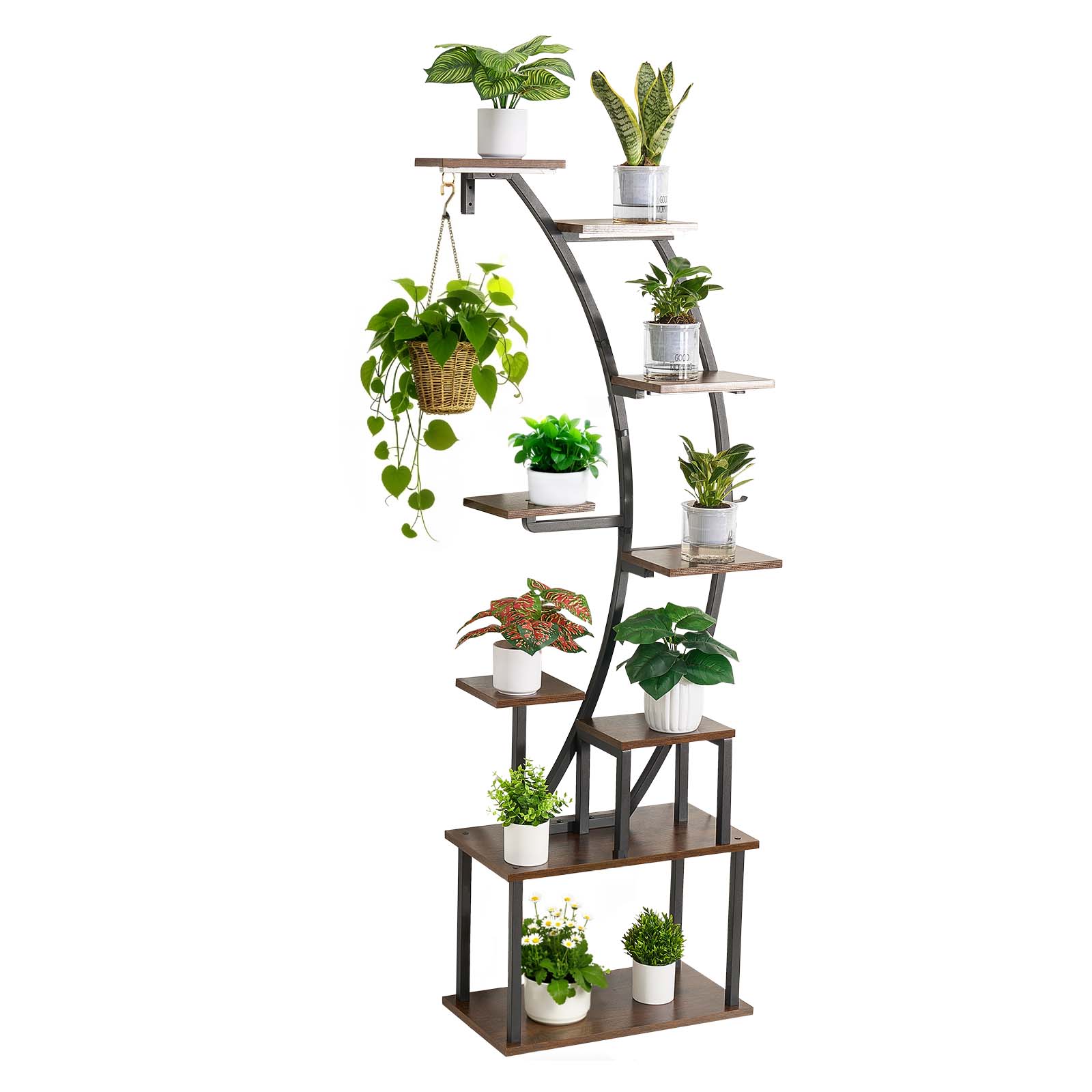 Support Plantes Intérieur VEVOR avec Lampe Croissance, 9 Niveaux, 160 cm, 3 Réglages Minuterie, 10 Niveaux Luminosité, Fleurs Incurvé pour Déco Salon - 9