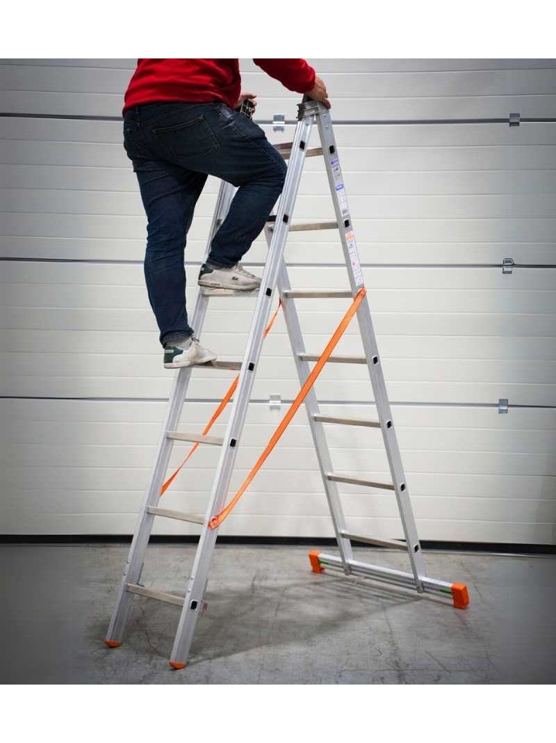 FACAL - Échelle transformable aluminium 2 plans Génia – Longueur 3 à 6 m - Longueur déployée 5,94 m - 2