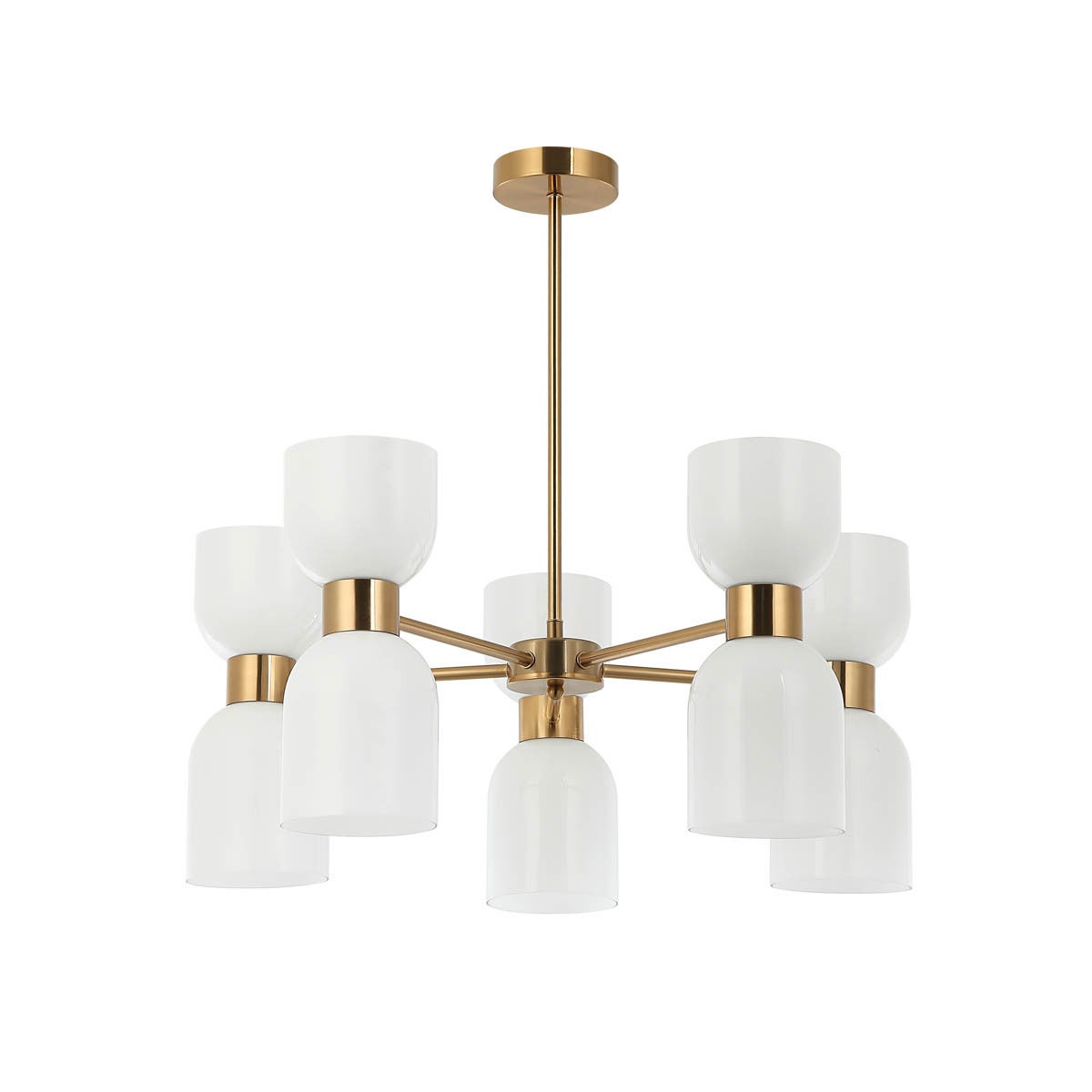 Lampa wisząca Monza mosiężno-biała 10xE27x40W wym: 50 x 70 x 70 cm szkło Italux