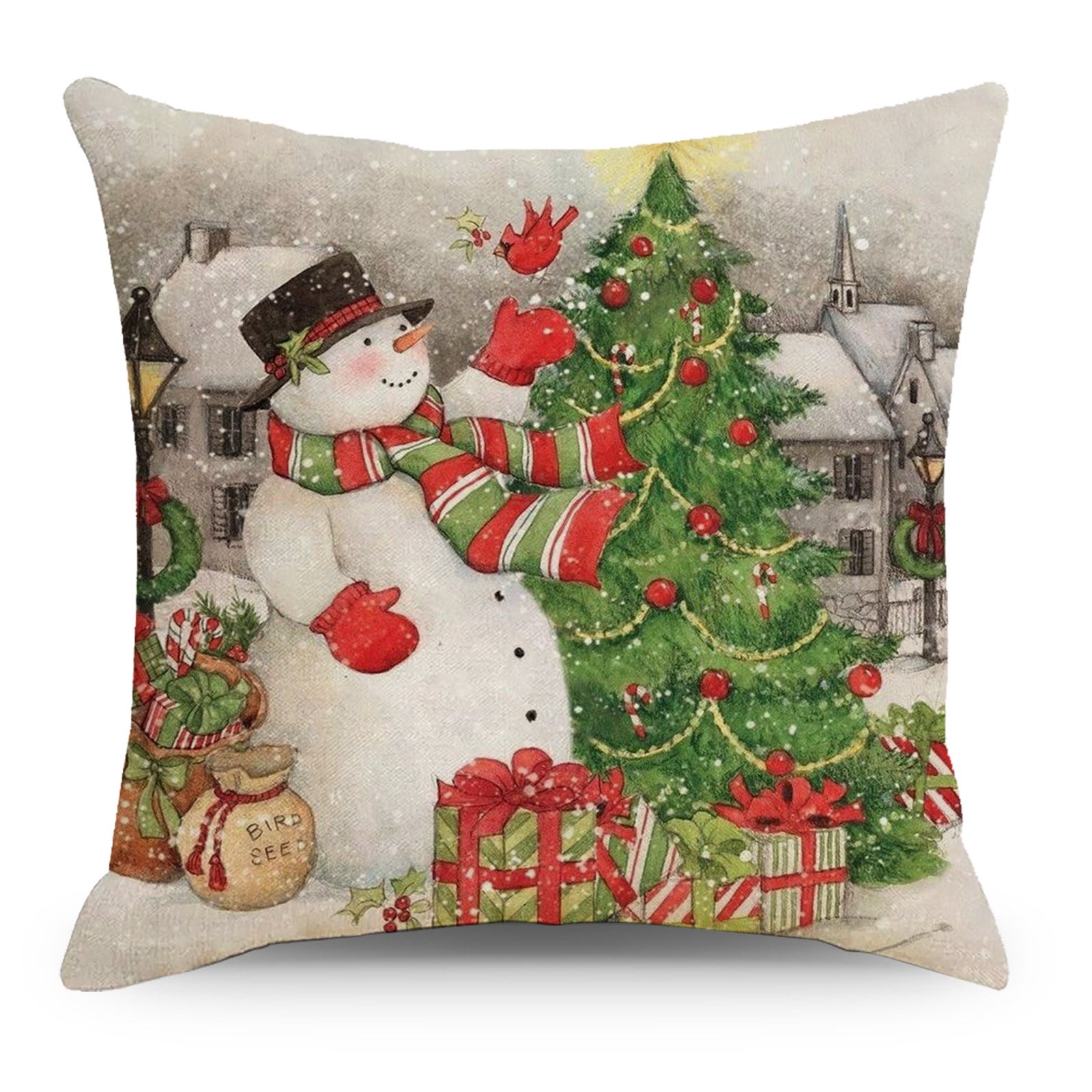 Set di 4 federe natalizie, 45 x 45 cm, federa quadrata, fodera protettiva con cerniera invisibile per divano, camera da letto, soggiorno, arredamento - 2