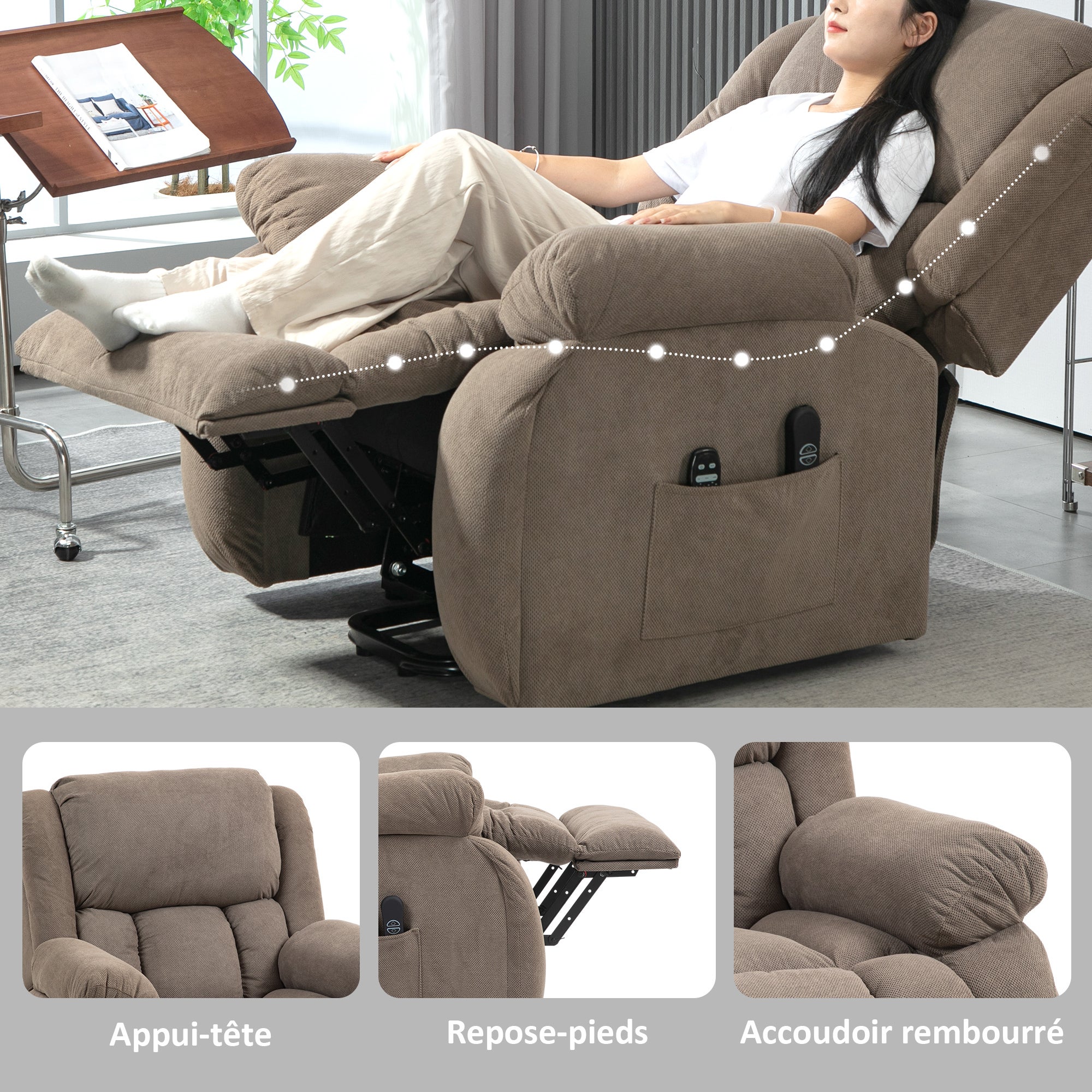 Fauteuil releveur électrique Velours (Polyester) HOMCOM - 8