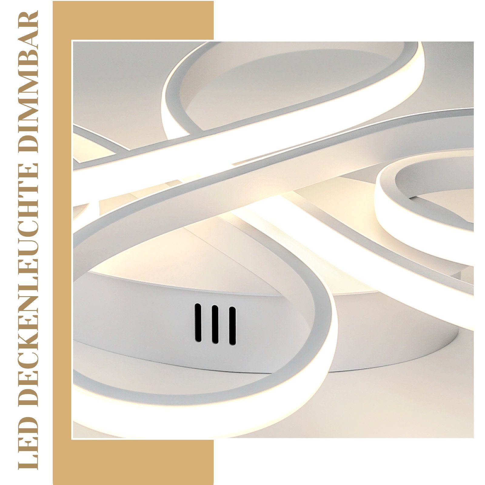 NETTLIFE Plafonnier LED Dimmable 80 cm Blanc 78 W Salon Design Moderne Chambre avec Télécommande Idéal pour Salle à Manger Bureau Cuisine - 8