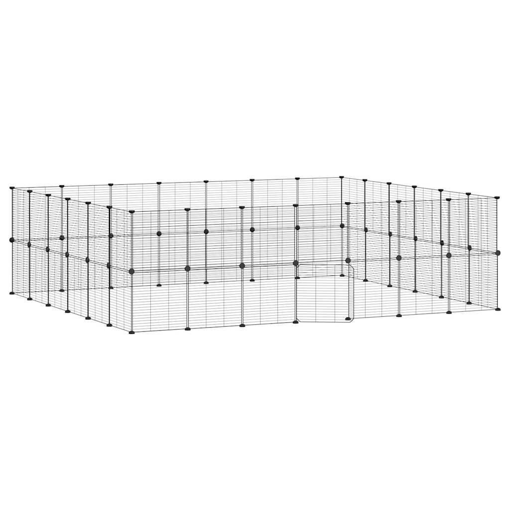 Gabbia Acciaio Gabbia Per Animali VidaXL 8 Pannelli - Recinzione Modulare Con Porta 35x35cm Nero Recinto Modulare 8 Pannelli 35x35cm Acciaio Nero