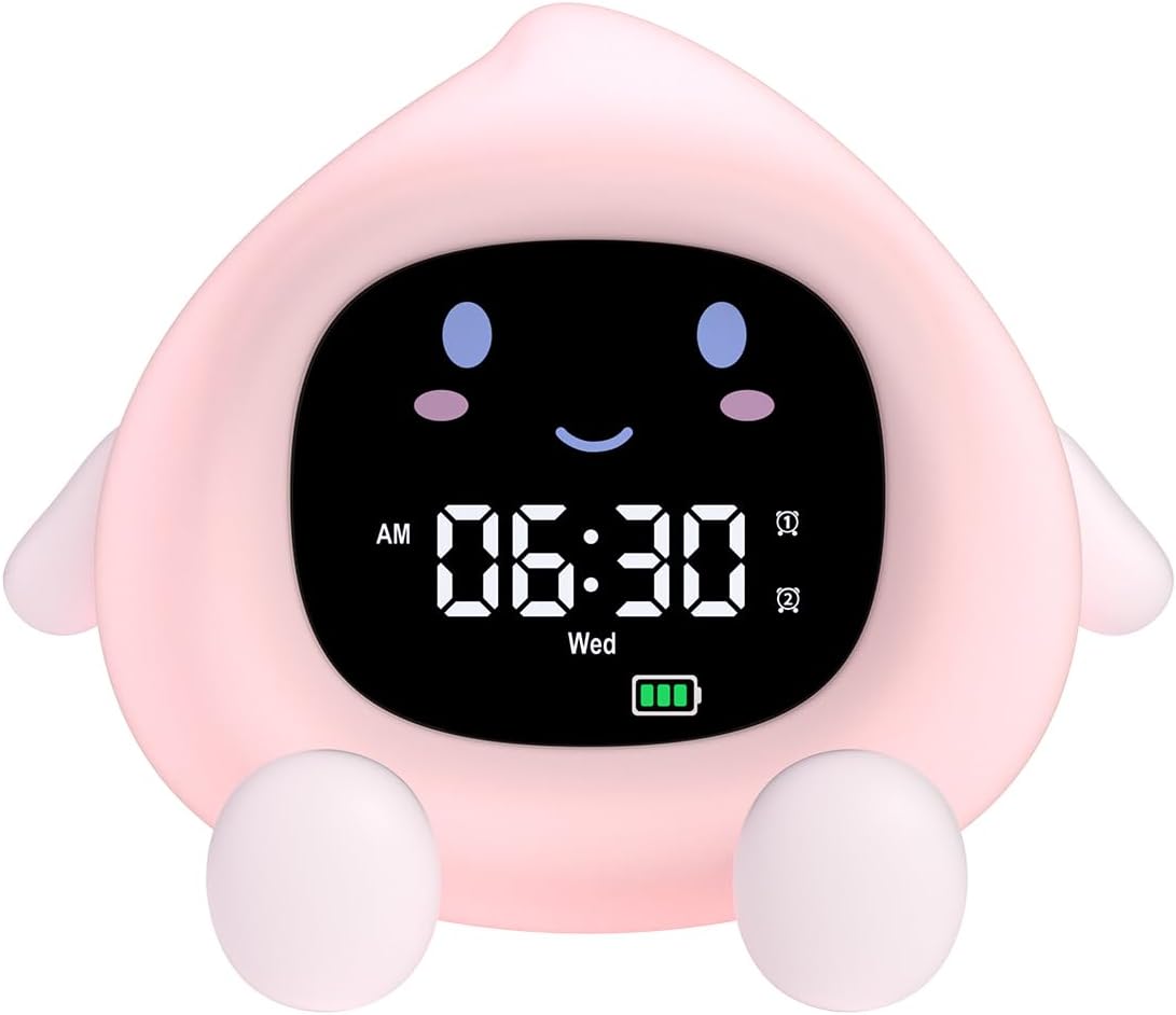 SIMPFUN Réveil Enfant Éducatif Jour/Nuit – Indicateur Soleil & Lune, Veilleuse Multicolore, Sons Apaisants & Bluetooth – Idéal Pour Apprendre à Dormir (Garçons & Filles)